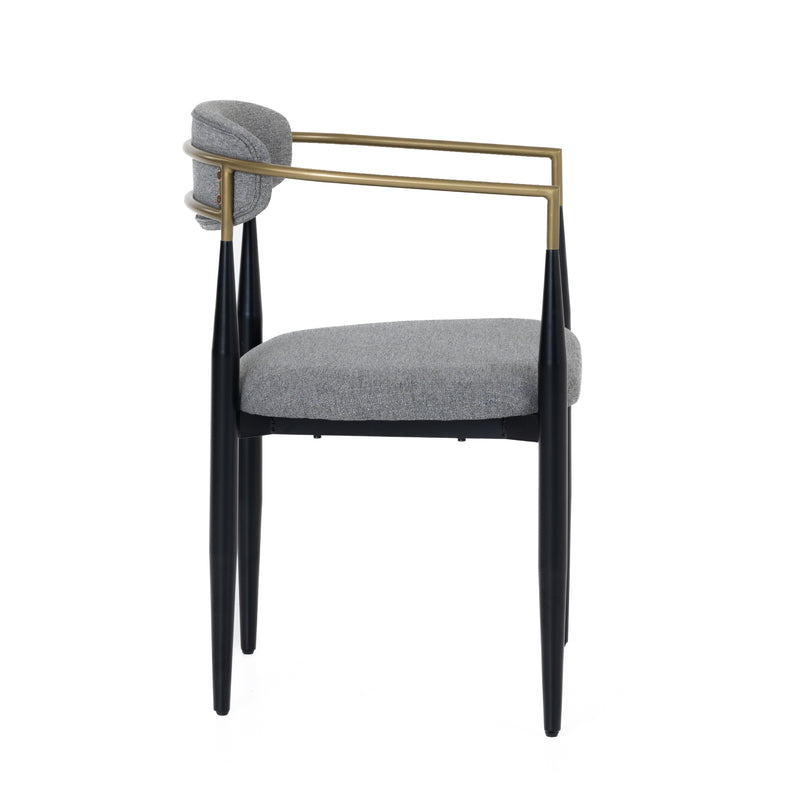 Buchtel - Mid-Century Modern Medium Grey + Gold Arm + Black Dining Chair — view 2