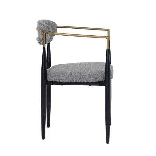 Buchtel - Mid-Century Modern Medium Grey + Gold Arm + Black Dining Chair — view 2