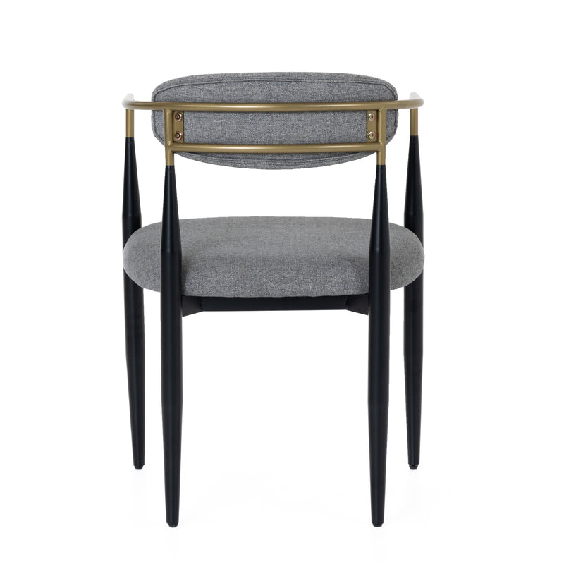 Buchtel - Mid-Century Modern Medium Grey + Gold Arm + Black Dining Chair — view 3