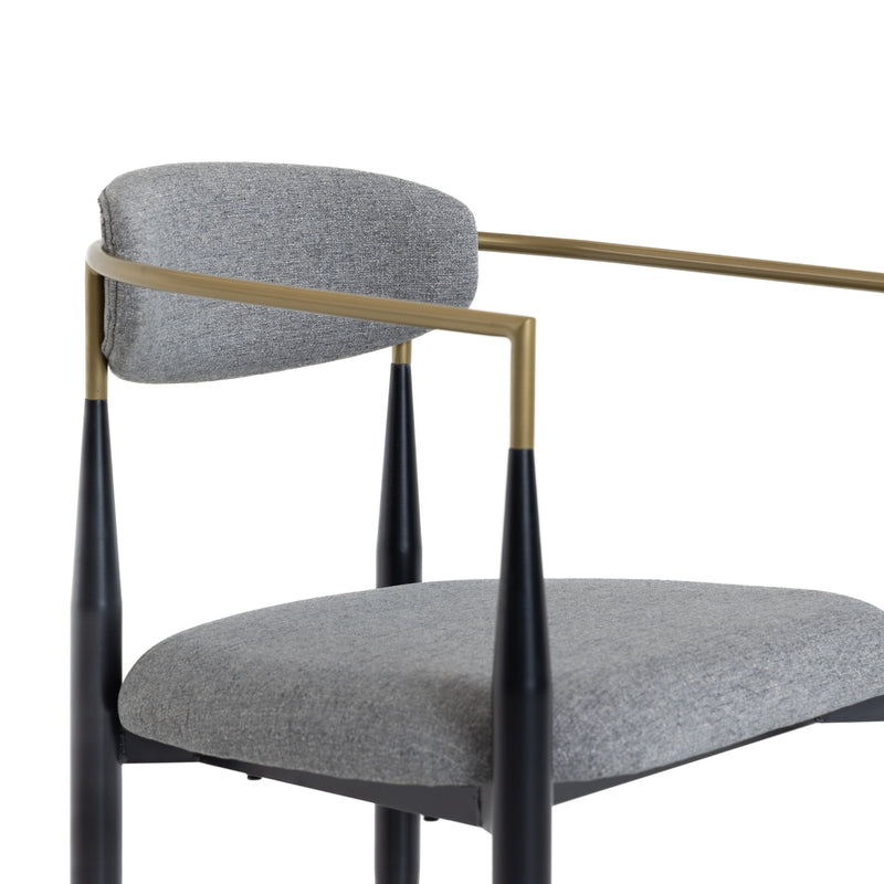 Buchtel - Mid-Century Modern Medium Grey + Gold Arm + Black Dining Chair — view 4