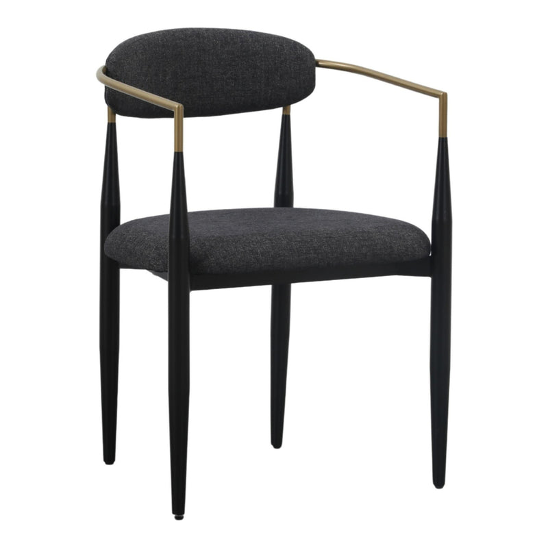 Buchtel - Mid-Century Modern Dark Grey + Gold Arm + Black Dining Chair — view 5
