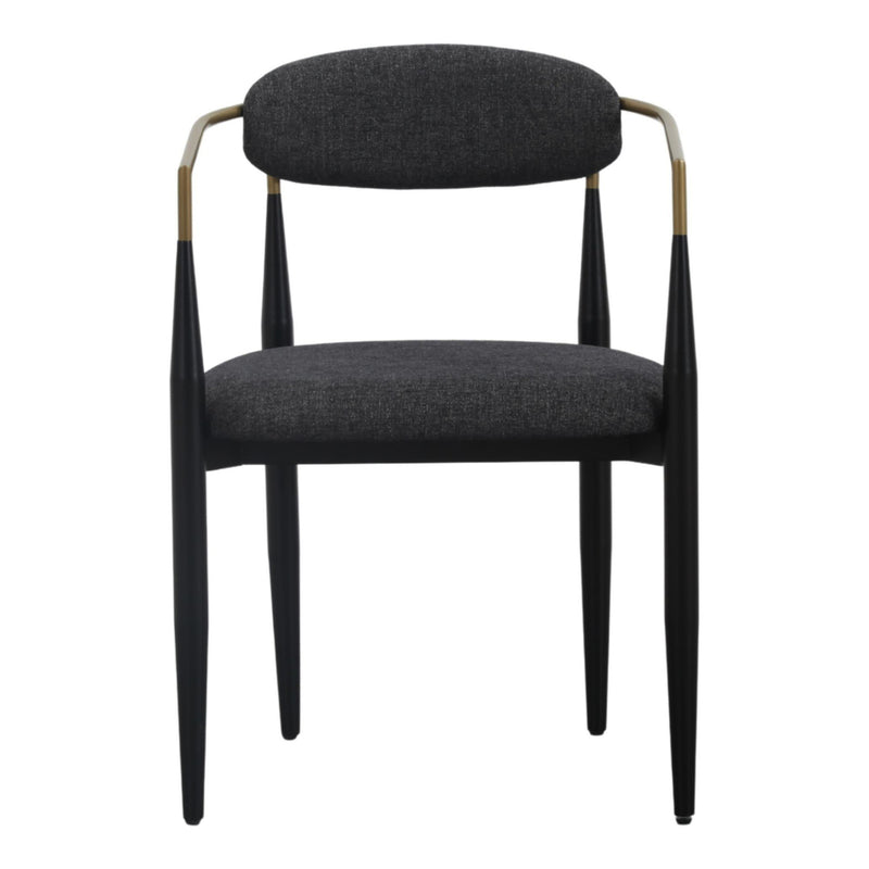Buchtel - Mid-Century Modern Dark Grey + Gold Arm + Black Dining Chair — view 4