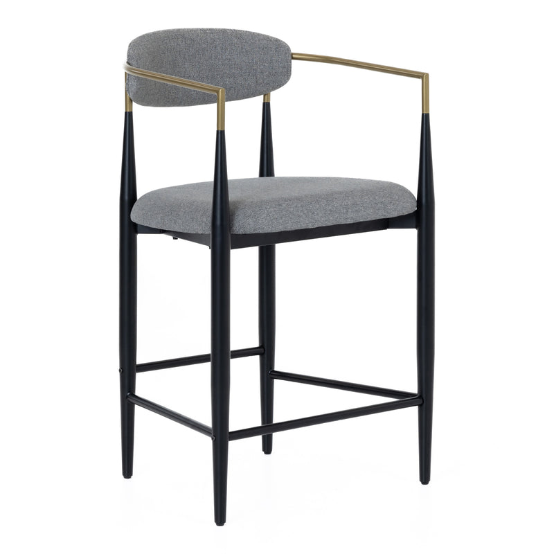 Buchtel - Mid-Century Modern Medium Grey + Gold Arm + Black Counter Chair — view 5
