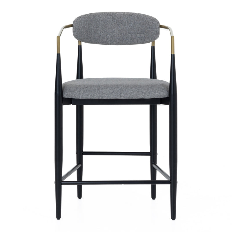Buchtel - Mid-Century Modern Medium Grey + Gold Arm + Black Counter Chair — view 4
