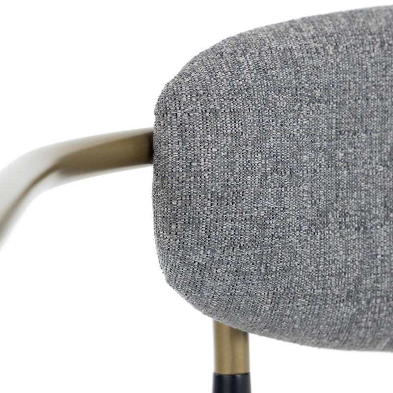 Buchtel - Mid-Century Modern Medium Grey + Gold Arm + Black Counter Chair — view 2
