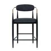 Buchtel - Mid-Century Modern Dark Grey + Gold Arm + Black Counter Chair