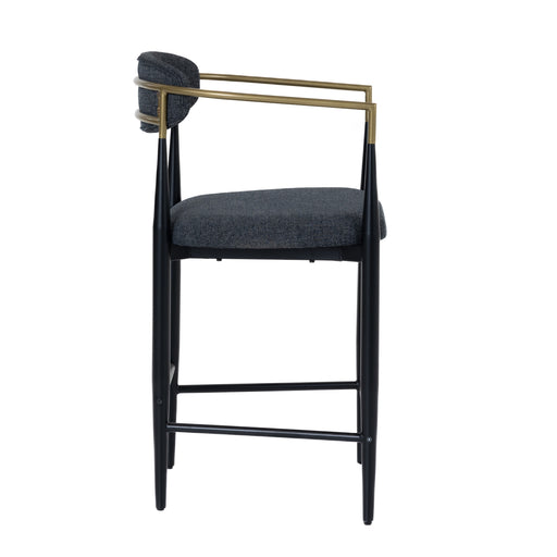 Buchtel - Mid-Century Modern Dark Grey + Gold Arm + Black Counter Chair — view 2