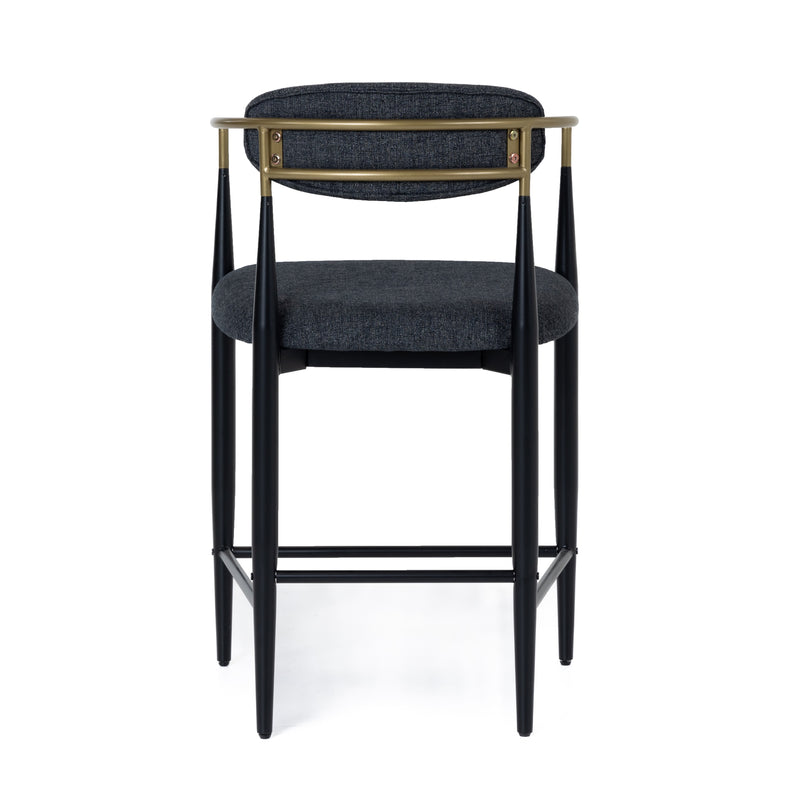 Buchtel - Mid-Century Modern Dark Grey + Gold Arm + Black Counter Chair — view 3