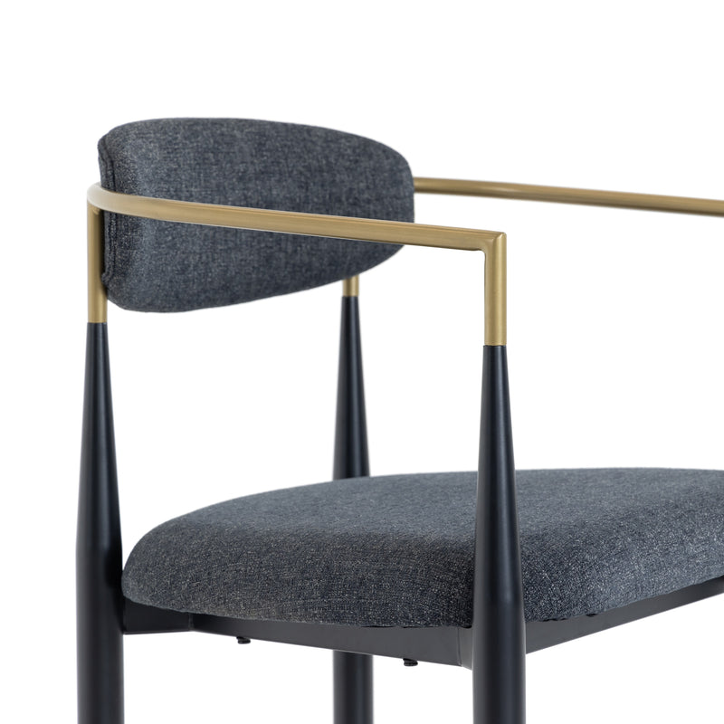 Buchtel - Mid-Century Modern Dark Grey + Gold Arm + Black Counter Chair — view 4
