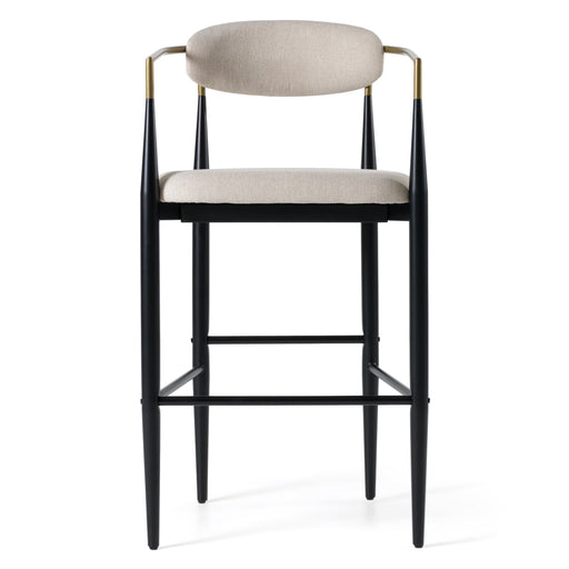 Buchtel - Mid-Century Modern Beige + Gold Arm + Black Bar Chair