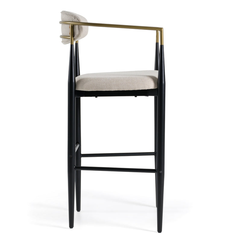 Buchtel - Mid-Century Modern Beige + Gold Arm + Black Bar Chair — view 2