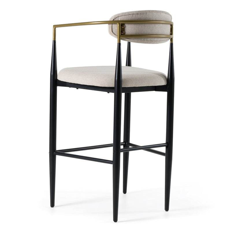 Buchtel - Mid-Century Modern Beige + Gold Arm + Black Bar Chair — view 4