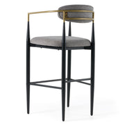 Buchtel - Mid-Century Modern Medium Grey + Gold Arm + Black Bar Chair — view 4