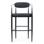 Buchtel - Mid-Century Modern Dark Grey + Gold Arm + Black Bar Chair