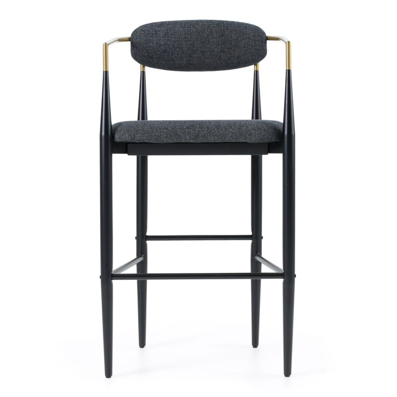 Buchtel - Mid-Century Modern Dark Grey + Gold Arm + Black Bar Chair