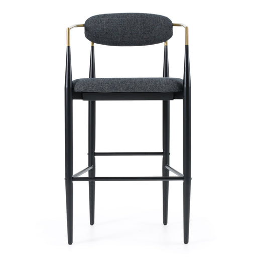 Buchtel - Mid-Century Modern Dark Grey + Gold Arm + Black Bar Chair