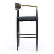Buchtel - Mid-Century Modern Dark Grey + Gold Arm + Black Bar Chair — view 2