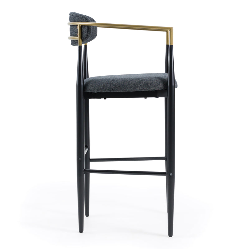 Buchtel - Mid-Century Modern Dark Grey + Gold Arm + Black Bar Chair — view 2