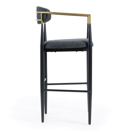 Buchtel - Mid-Century Modern Dark Grey + Gold Arm + Black Bar Chair — view 2