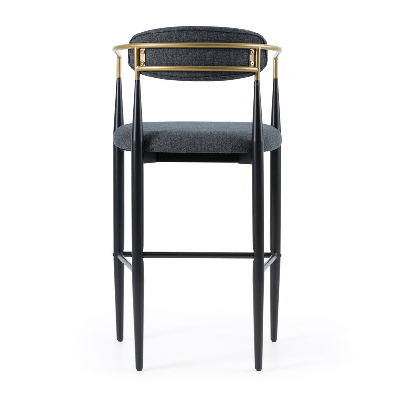 Buchtel - Mid-Century Modern Dark Grey + Gold Arm + Black Bar Chair — view 3