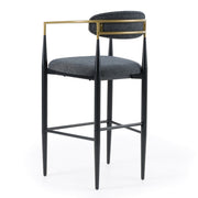 Buchtel - Mid-Century Modern Dark Grey + Gold Arm + Black Bar Chair — view 4