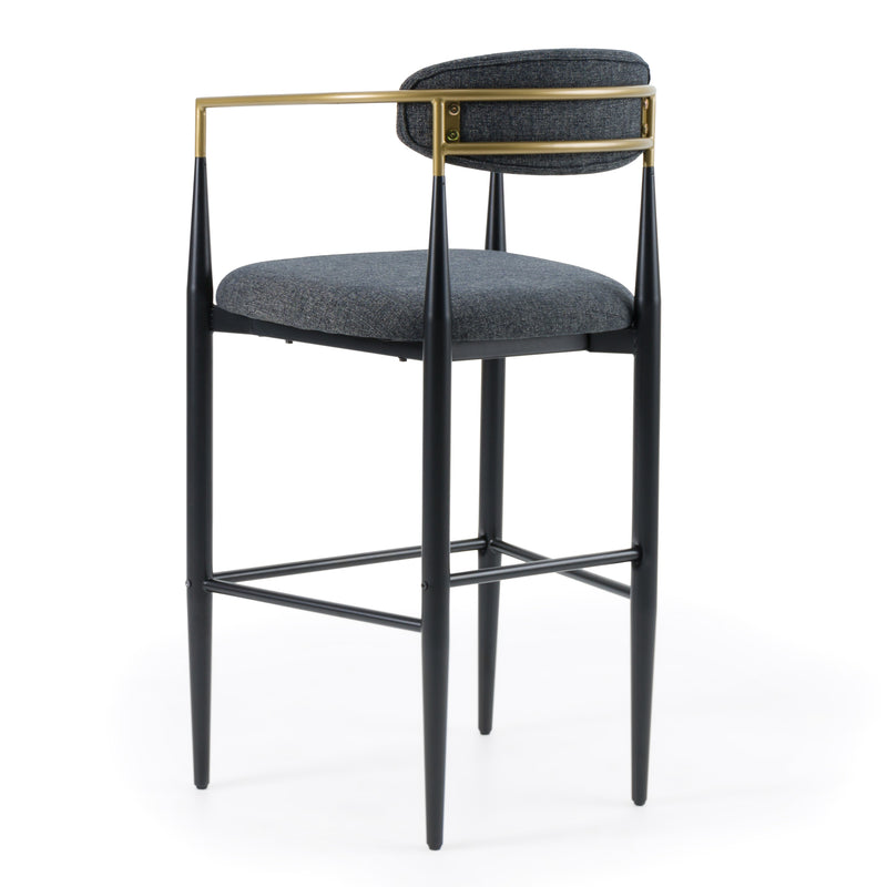 Buchtel - Mid-Century Modern Dark Grey + Gold Arm + Black Bar Chair — view 4