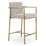 Burnham- Contemporary Light Grey Fabric + Brass Counter Stool — view 2