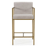 Burnham- Contemporary Light Grey Fabric + Brass Counter Stool — view 3
