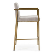 Burnham- Contemporary Light Grey Fabric + Brass Counter Stool — view 4