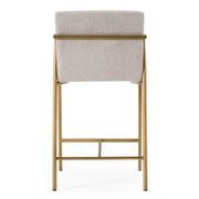 Burnham- Contemporary Light Grey Fabric + Brass Counter Stool — view 5