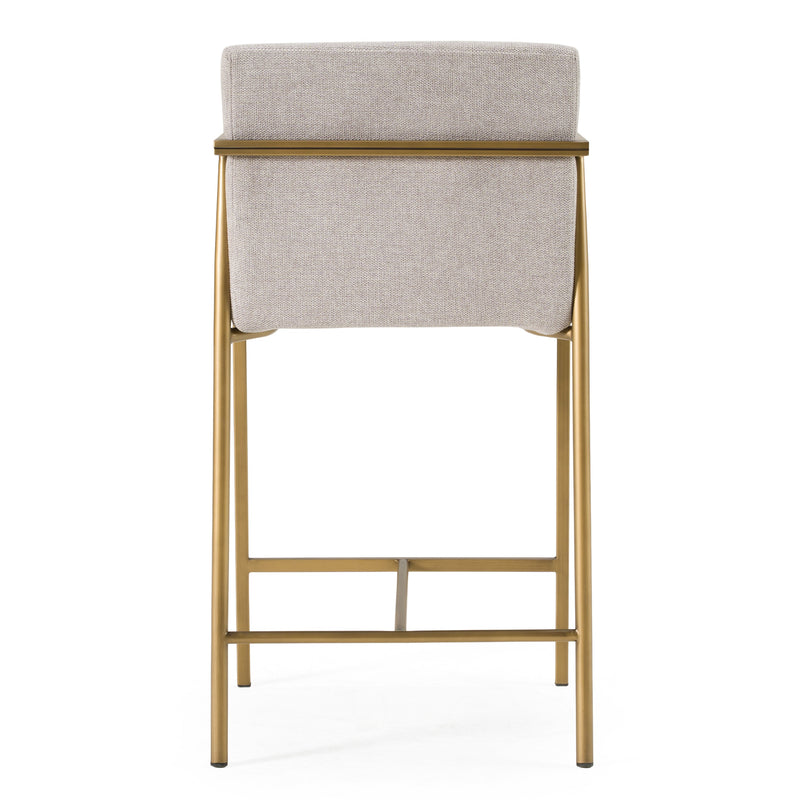 Burnham- Contemporary Light Grey Fabric + Brass Counter Stool — view 5