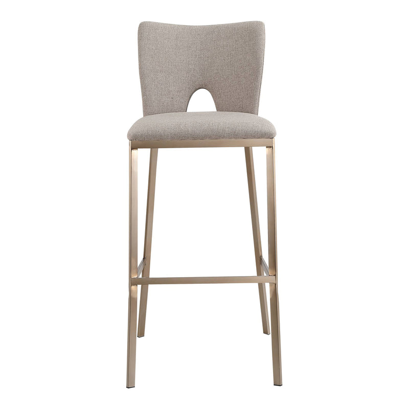 Burton - Glam Greige Fabric + Brass Bar Stool (Set of 2) — view 5