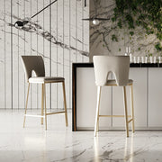 Burton - Contemporary Beige + Brass Counter Stool Set of Two — view 4