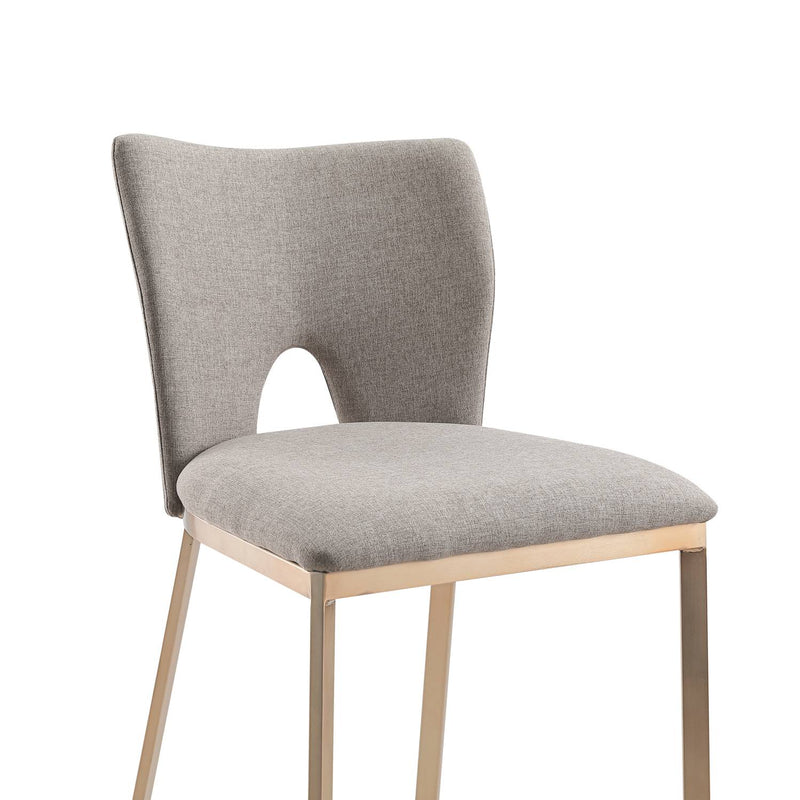 Burton - Glam Greige Fabric + Brass Bar Stool (Set of 2) — view 2