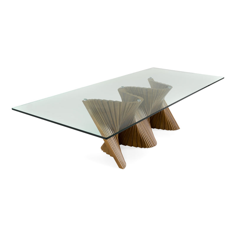 Byer - Modern Glass + Walnut Dining Table — view 3