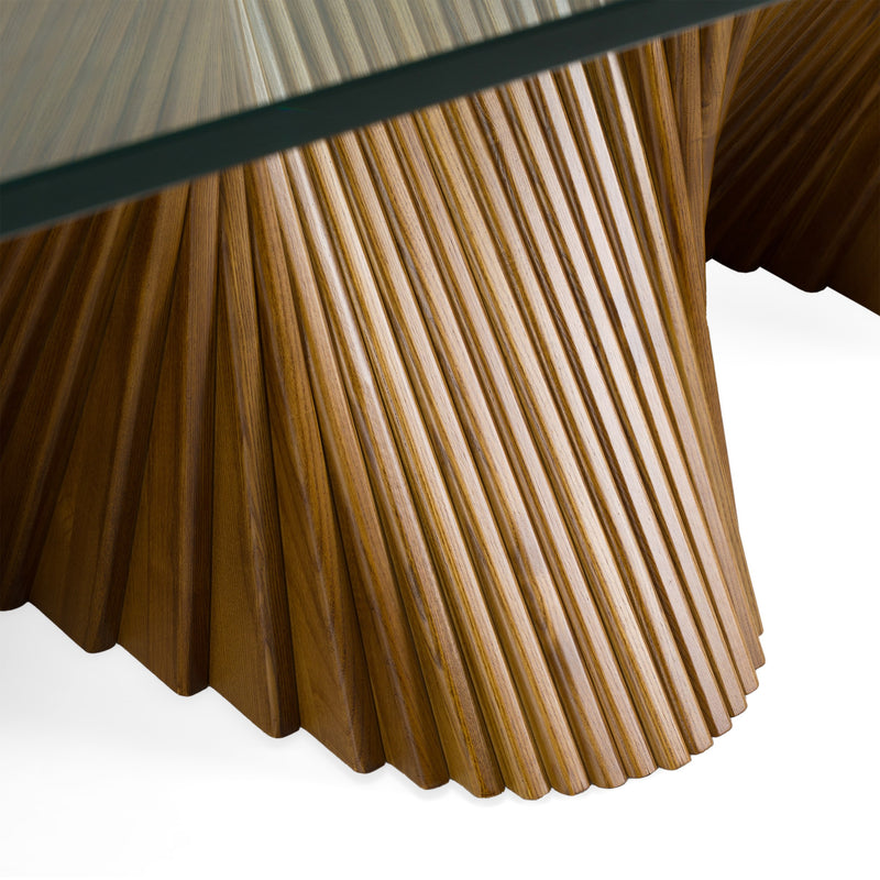 Byer - Modern Glass + Walnut Dining Table — view 4