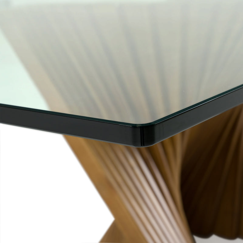 Byer - Modern Glass + Walnut Dining Table — view 5