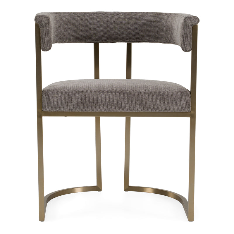 Byron - Modern Grey Fabric + Antique Brass Dining Chair — view 4