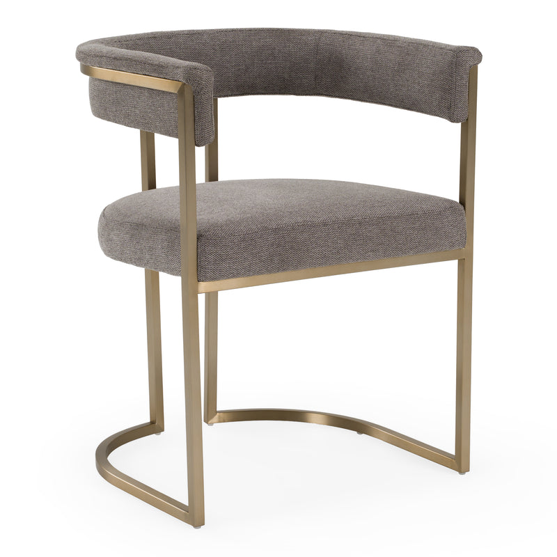 Byron - Modern Grey Fabric + Antique Brass Dining Chair — view 5
