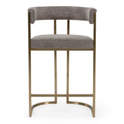 Byron - Modern Grey Fabric + Antique Brass Counter Chair — view 4