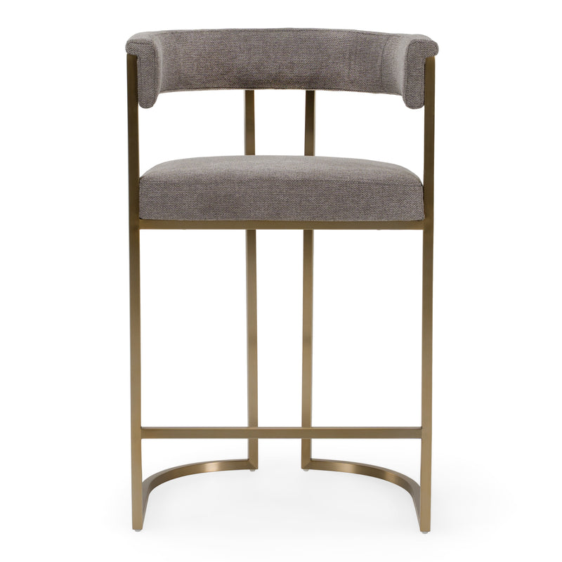 Byron - Modern Grey Fabric + Antique Brass Counter Chair — view 4