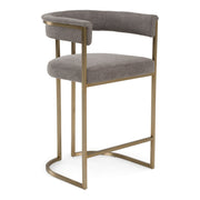Byron - Modern Grey Fabric + Antique Brass Counter Chair — view 5
