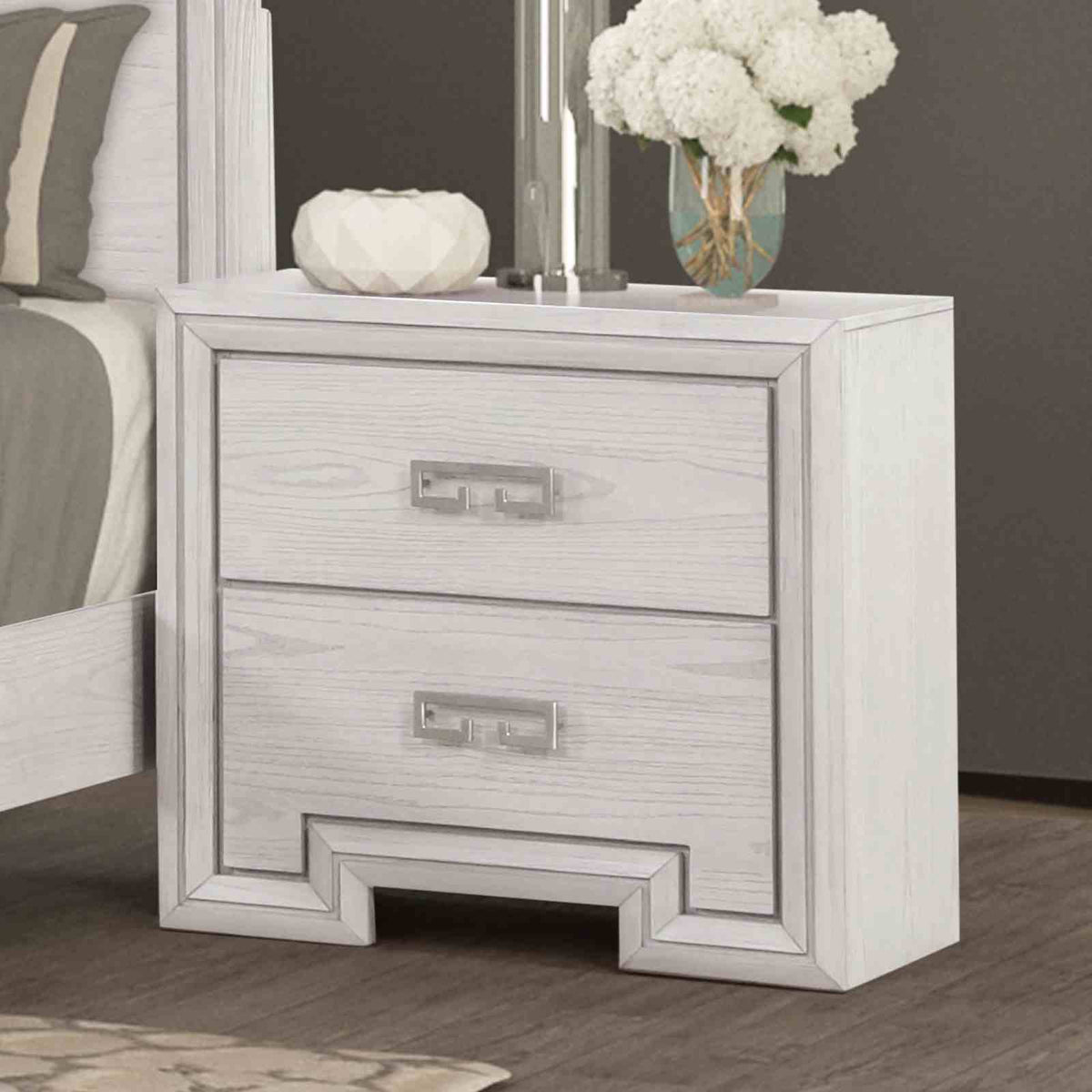 Basilone - Nightstand, Rustic White