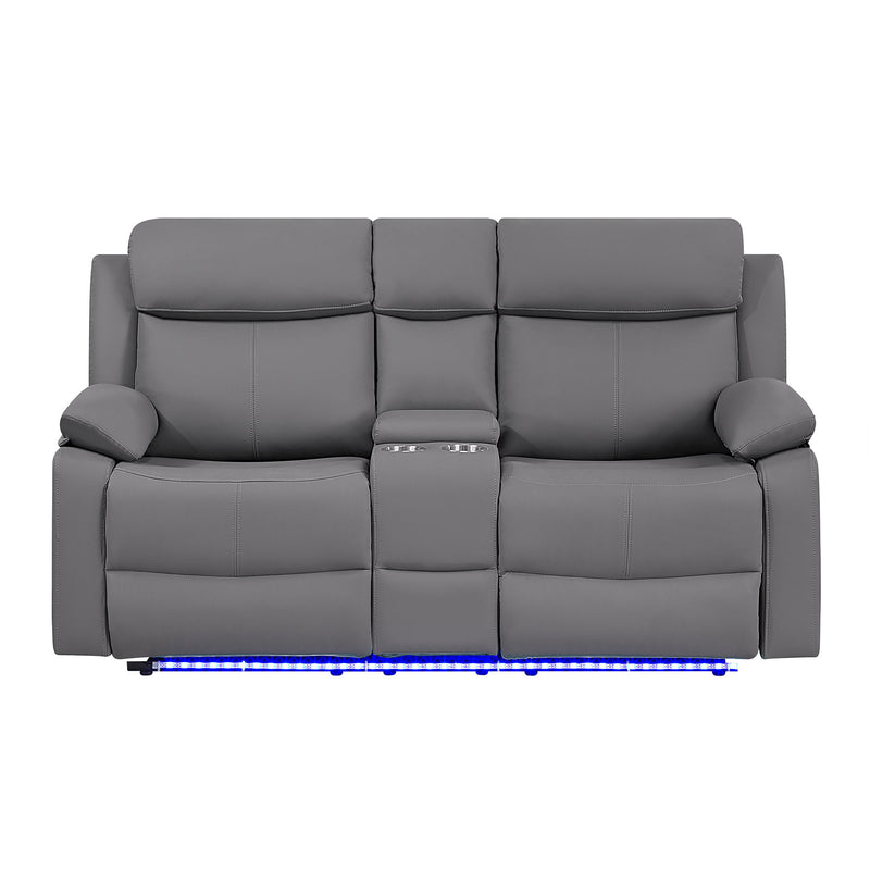 Blanche - Console Reclining Loveseat With LED Lights And Speakers - R&R Furniture Gallery (Fountain Valley, CA)