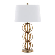 Lumi Source Linx contemporary table lamp set with gold bases and white shades, modern lighting for living spaces.