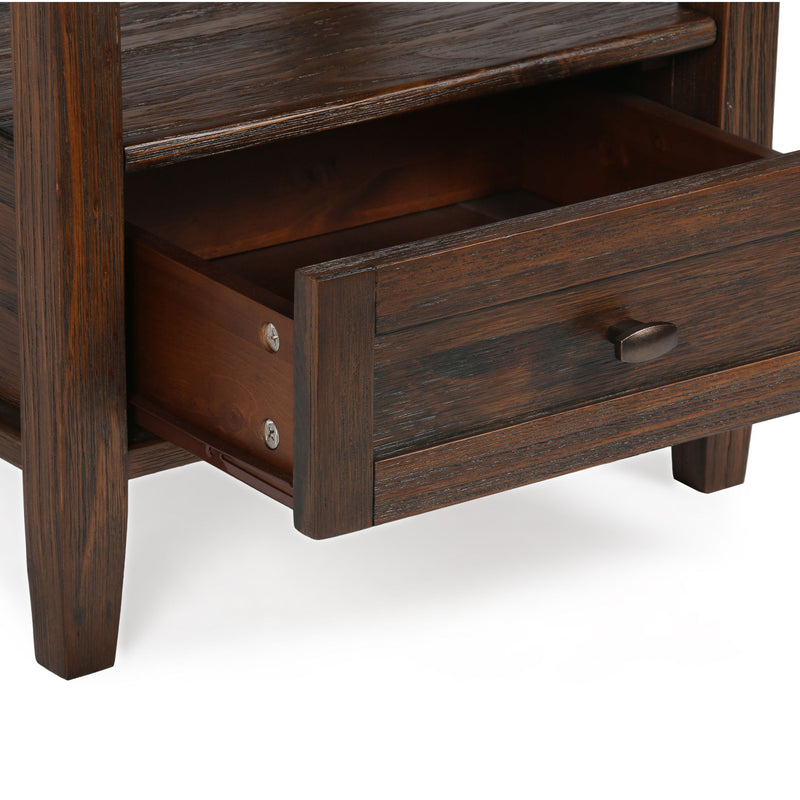 Handcrafted Warm Shaker coffee table by Simpli-Home featuring a natural wood finish and sturdy table design.