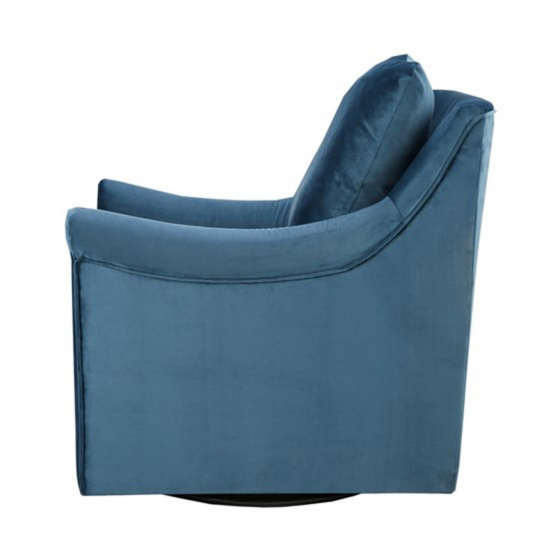Swivel Chair With Curved Arms And Straight Back - Blue - R&R Furniture Gallery (Fountain Valley, CA)