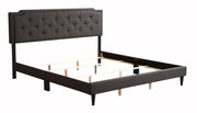 Button tufted upholstered bed by Glory Furniture with a cozy, plush design and elegant tufted headboard for a charming bedroom look.