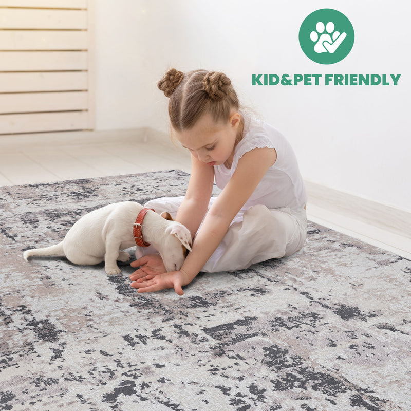 Payas - 8' X 10' Abstract Area Rug - Cream / Brown - R&R Furniture Gallery (Fountain Valley, CA)