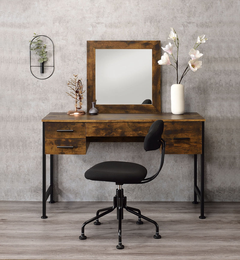 Juvanth - Vanity Desk & Mirror - Rustic Oak & Black - R&R Furniture Gallery (Fountain Valley, CA)